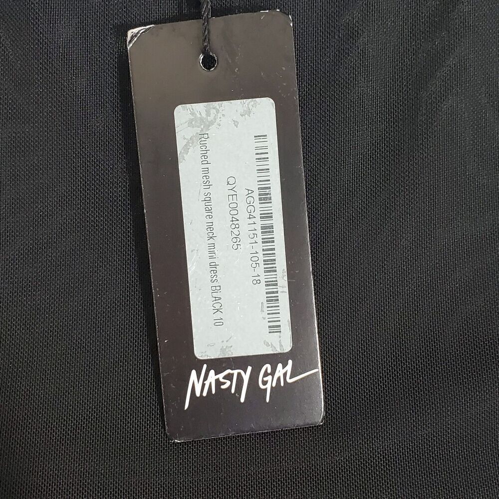 Nasty Gal Dress Womens 6 Black Ruched Sides Mesh Mini Wiggle Bodycon - Picture 10 of 13
